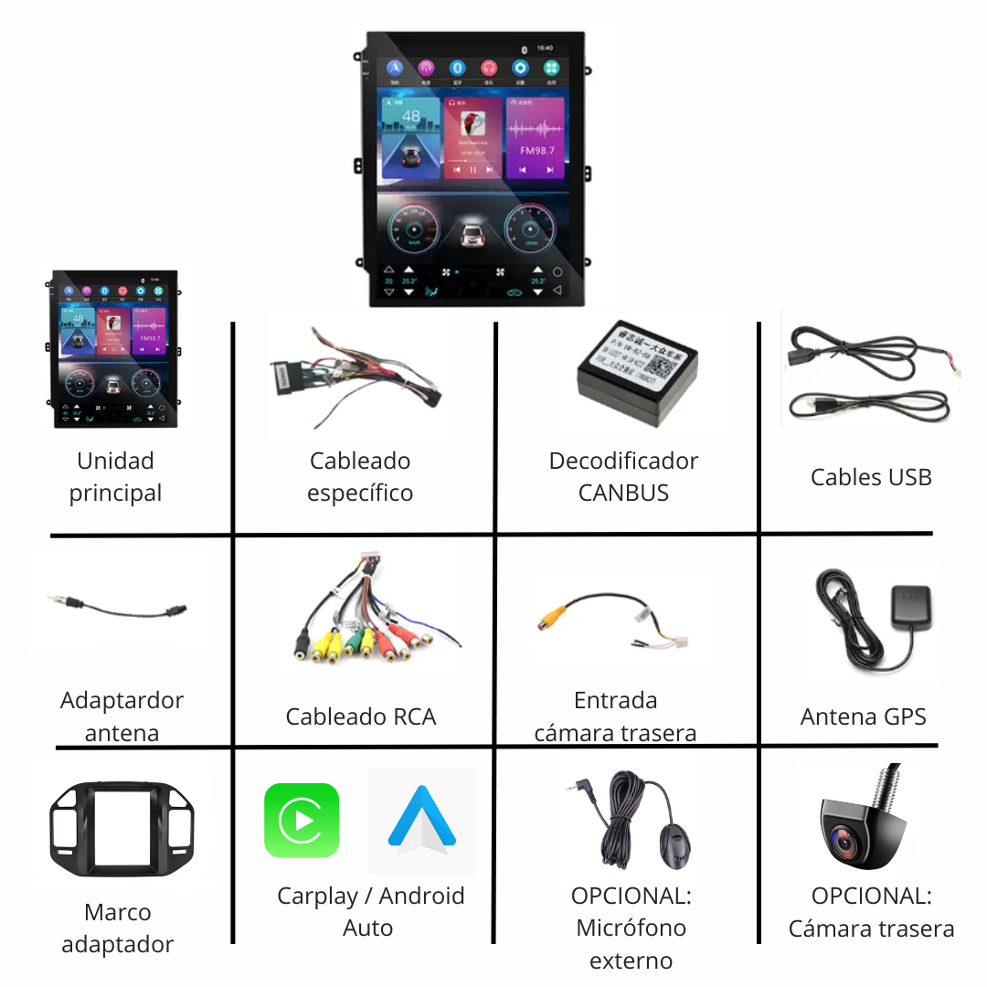 Radio Android para Mitsubishi Montero v60 tipo Tesla