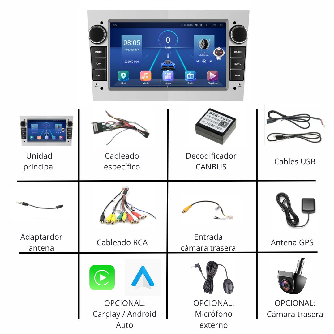 Radio Android Opel Astra H Carplay/Android Auto