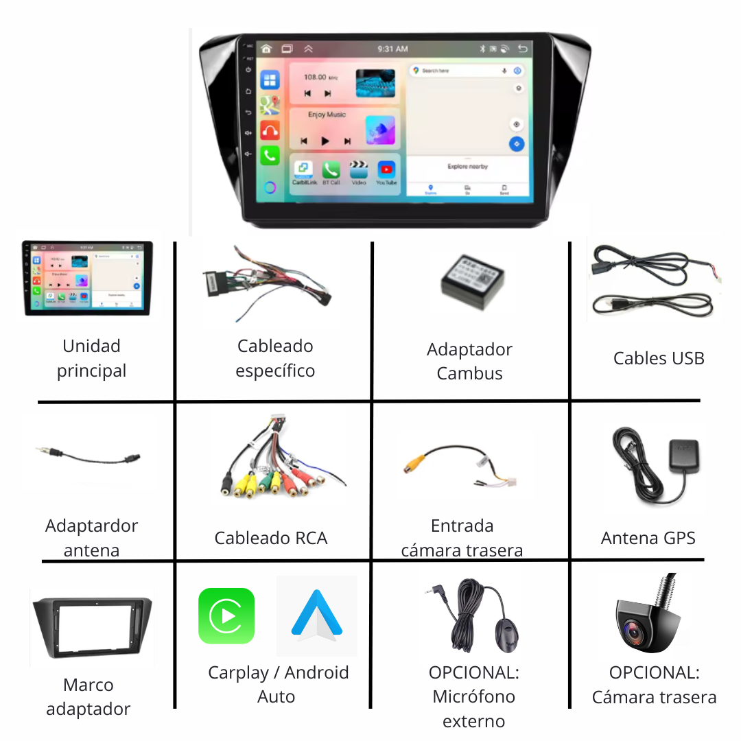 Pantalla Android Skoda Fabia