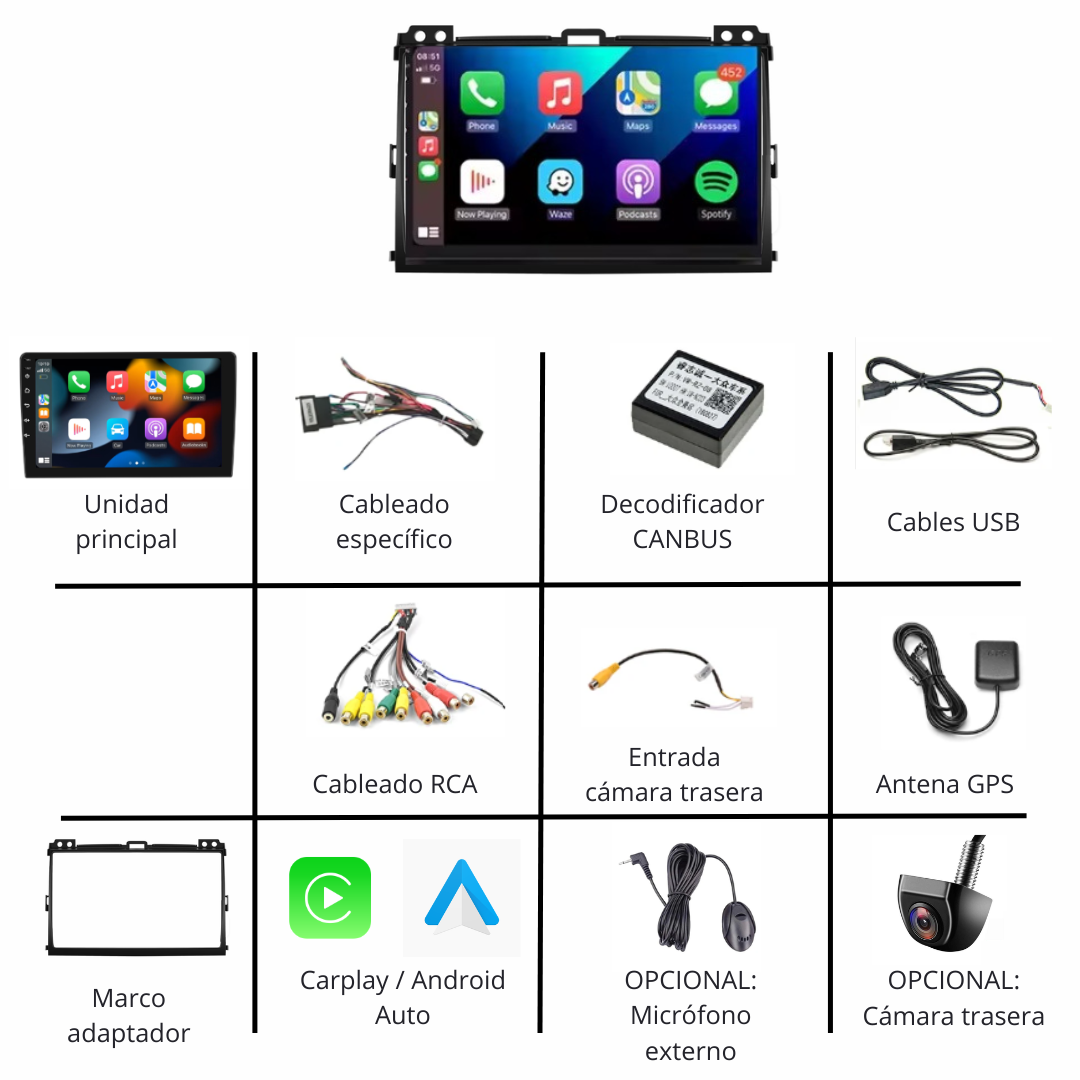 Pantalla Android Toyota Land Cruiser 120